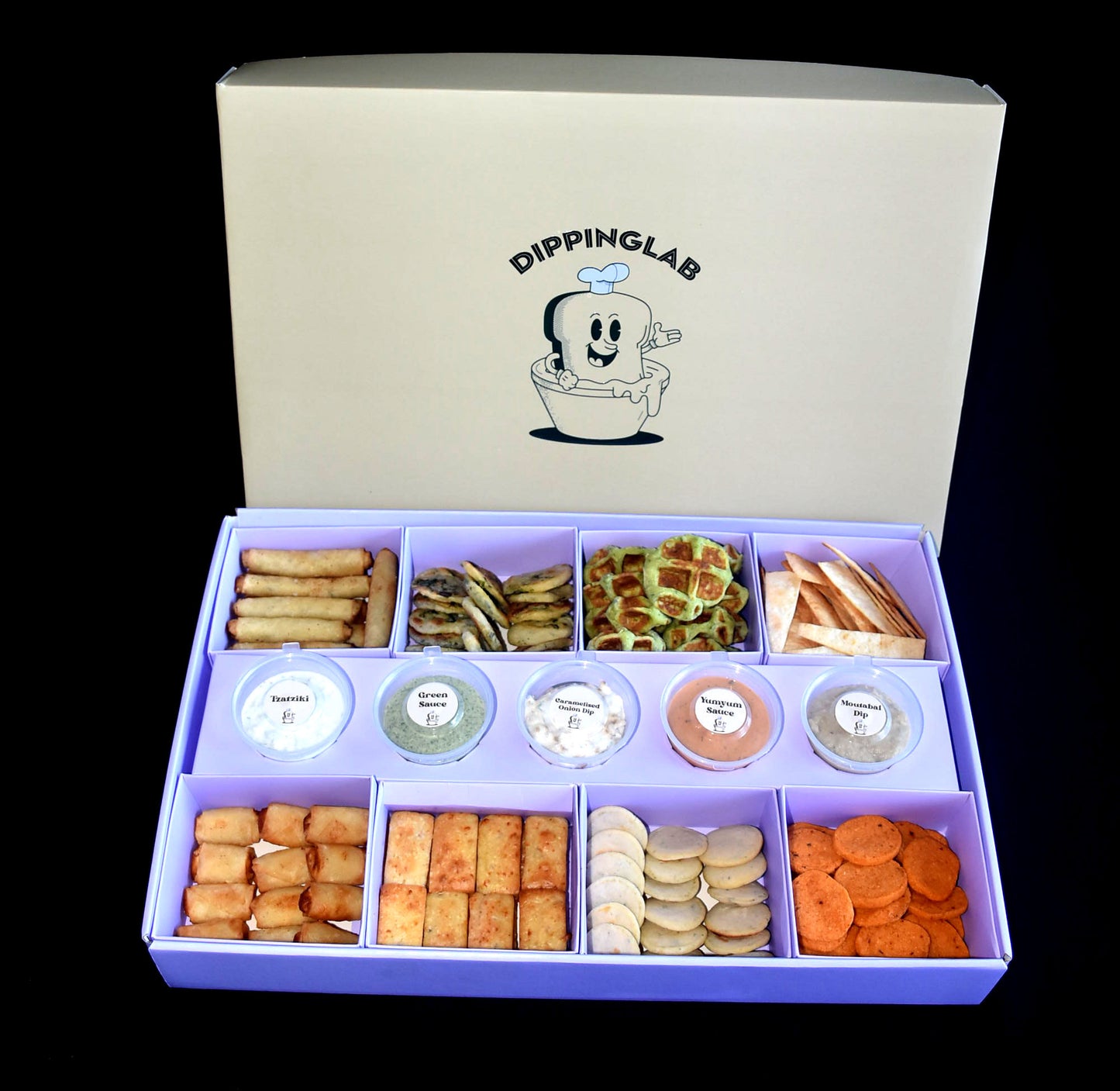 appetizer box maxi , Amuses bouches accompagnés de sauces savoureuses